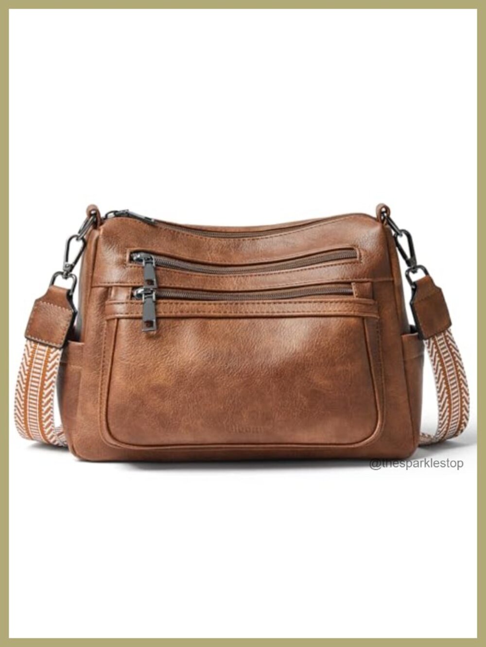 Large Faux Leather Crossbody Bag for Women, Multi-Pocket Lightweight Sling Purse